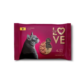 My Love Πολυσυσκευασία Wet Cat Adult Chicken 4x85gr
