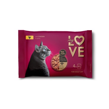 My Love Πολυσυσκευασία Wet Cat Adult Chicken 4x85gr