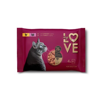 My Love Πολυσυσκευασία Wet Cat Adult Chicken-Turkey 4x85gr
