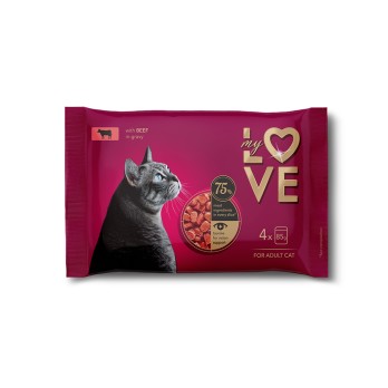 My Love Πολυσυσκευασία Wet Cat Adult Beef 4x85gr
