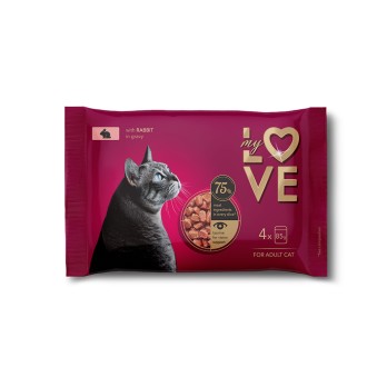 My Love Πολυσυσκευασία Wet Cat Adult Rabbit 4x85gr