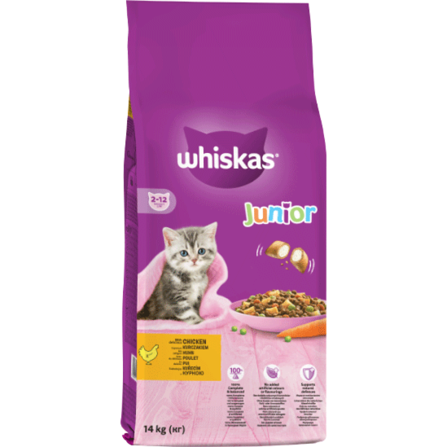 WHISKAS DRY JUNIOR με ΚΟΤΌΠΟΥΛΟ 14KG WHISKAS