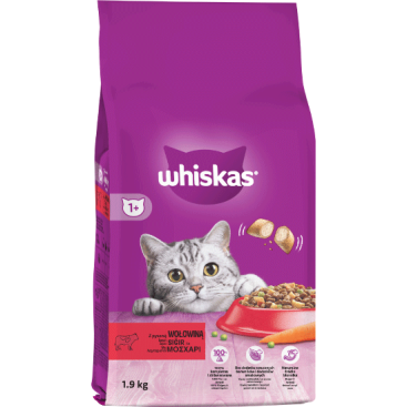 WHISKAS ADULT με Μοσχάρι 1,9kg
