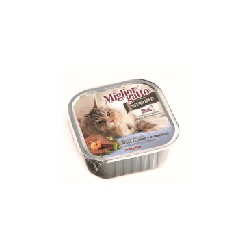MIGLIOR GATTO STERILISED ΠΑΤΕ με Ψάρι & Γαρίδες 100gr