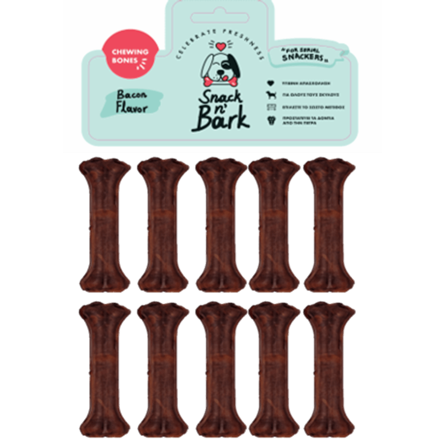 Snack n' Bark Bone pressed with flavor bacon 8cm 20gr 10 τμχ