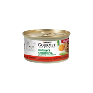 GOURMET NATURE'S CREATIONS με Βοδινό, γαρνιρισμένο με Φασόλια & Καρότα 85GR