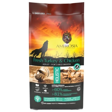 AMBROSIA GRAIN FREE ADULT LARGE TURKEY & CHICKEN 12KG