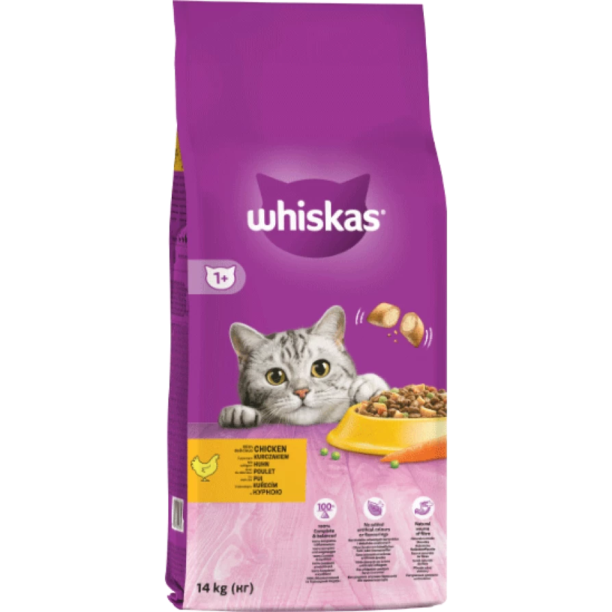 WHISKAS DRY ADULT με Κοτόπουλο14KG WHISKAS
